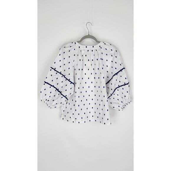 Tyler Boe Womens Molly Blouse 3/4 Sleeve Split Neck Cotton Size Small White NWT - Picture 5 of 13
